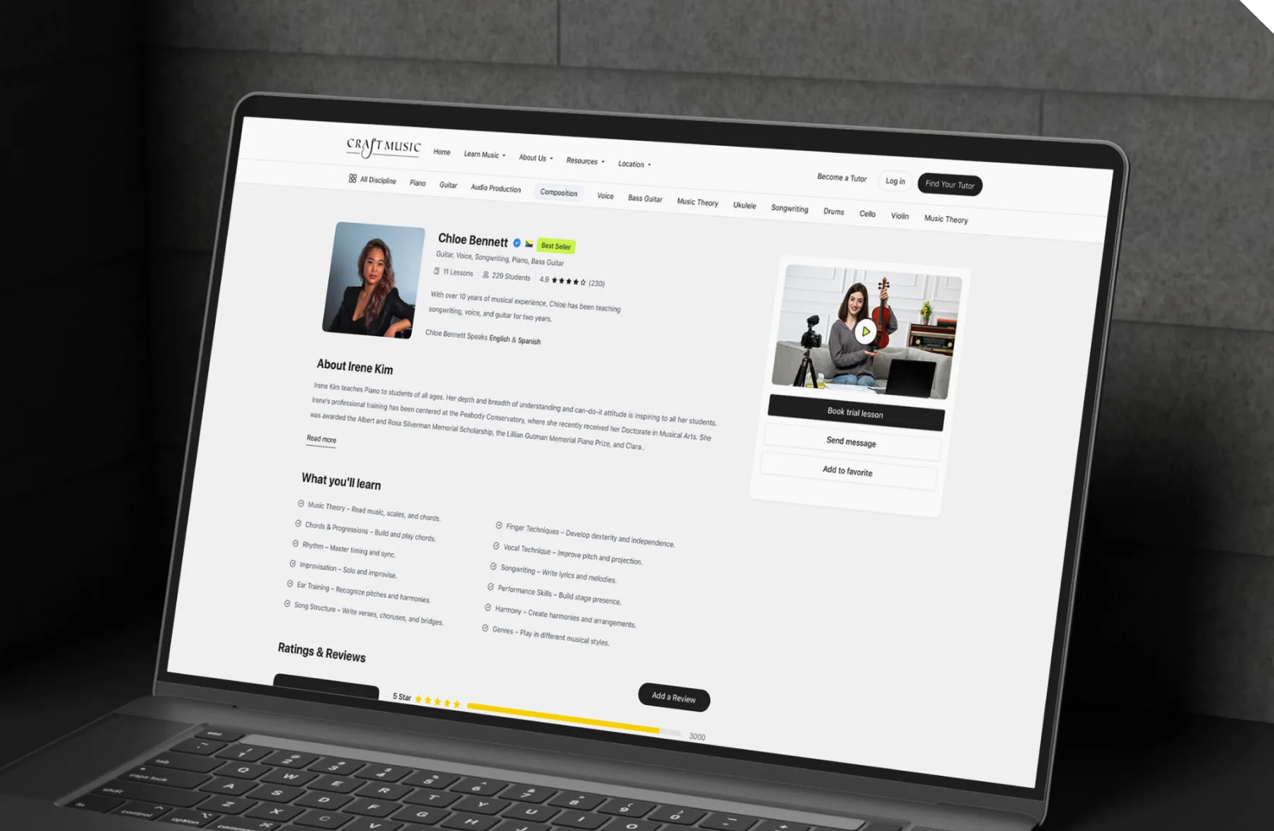 Craft Music responsive layouts