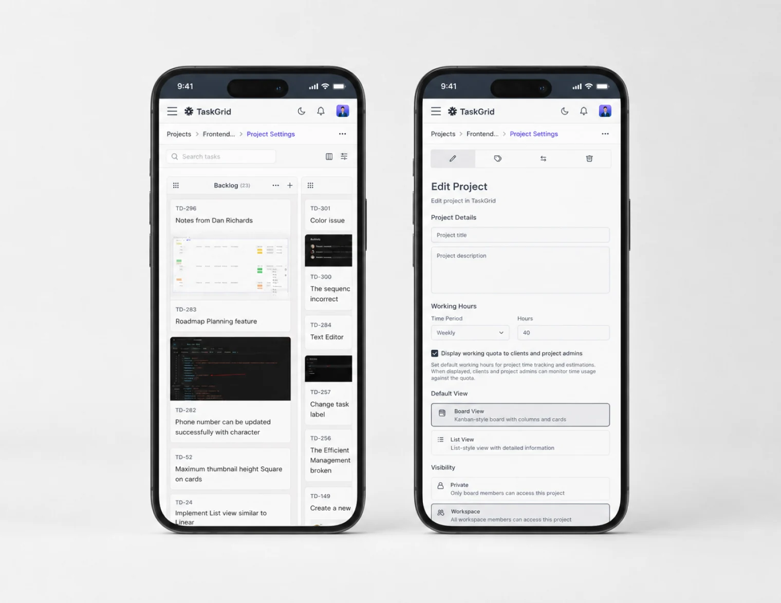TaskGrid Kanban view